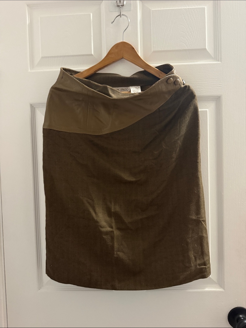 Olive Wrap-Detail Pencil Skirt